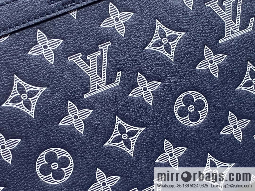 [Boutique‑grade] M83384 blue silk screen, full leather men's bag two-piece series GASTON mini handbag