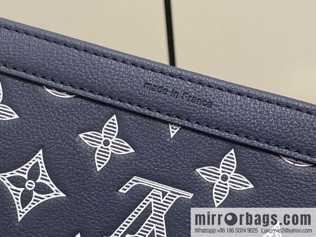 [Boutique‑grade] M83384 blue silk screen, full leather men's bag two-piece series GASTON mini handbag