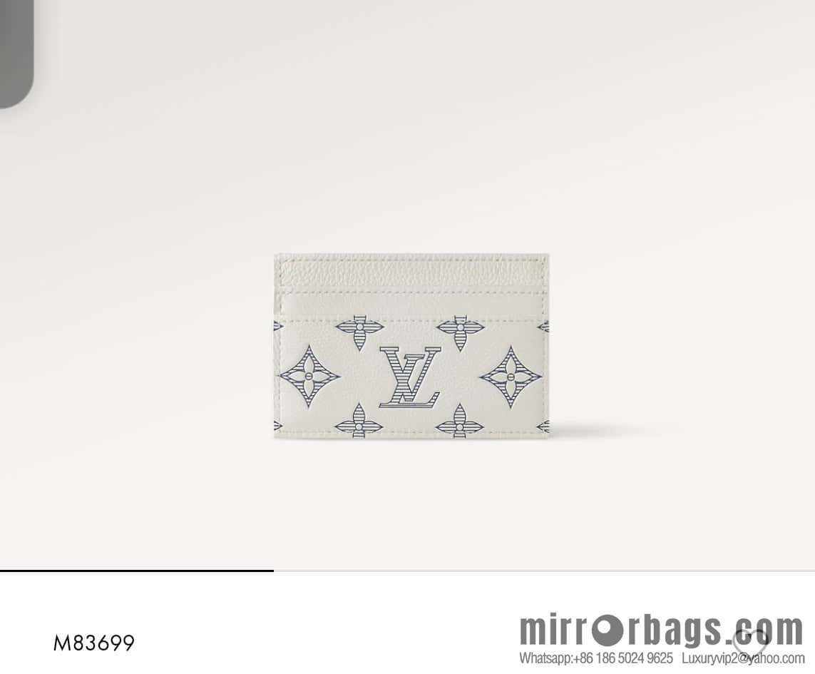 [Boutique‑grade] M83699 white silk screen, full leather card holder wallet series PORTE CARTES DOUBLE card holder