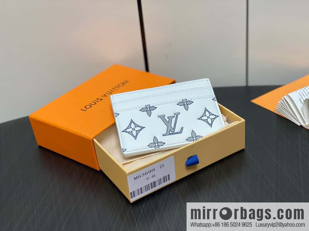[Boutique‑grade] M83699 white silk screen, full leather card holder wallet series PORTE CARTES DOUBLE card holder