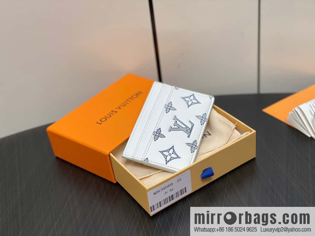 [Boutique‑grade] M83699 white silk screen, full leather card holder wallet series PORTE CARTES DOUBLE card holder