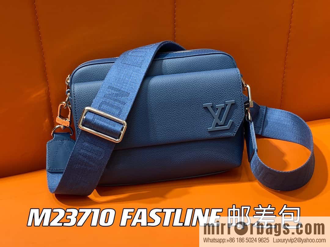 [Boutique‑grade] M23710 dark blue, full leather men's bag messenger bag series, new FASTLINE messenger bag in autumn and winter