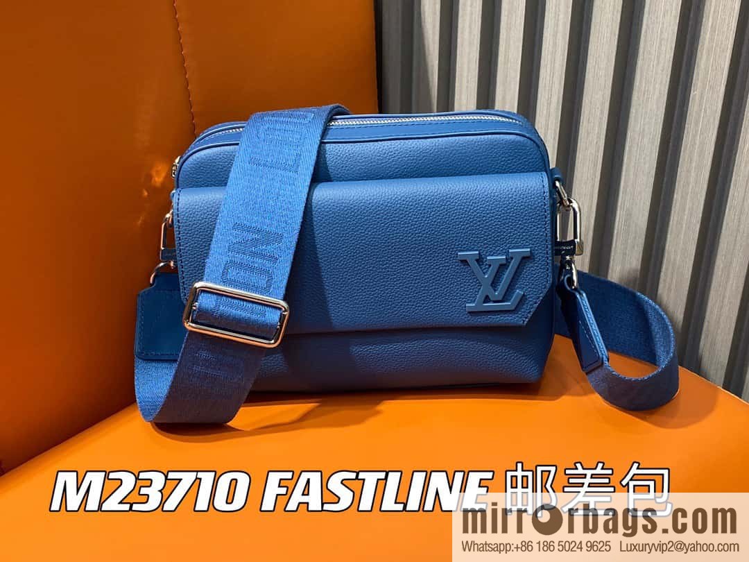 [Boutique‑grade] M23710 dark blue, full leather men's bag messenger bag series, new FASTLINE messenger bag in autumn and winter