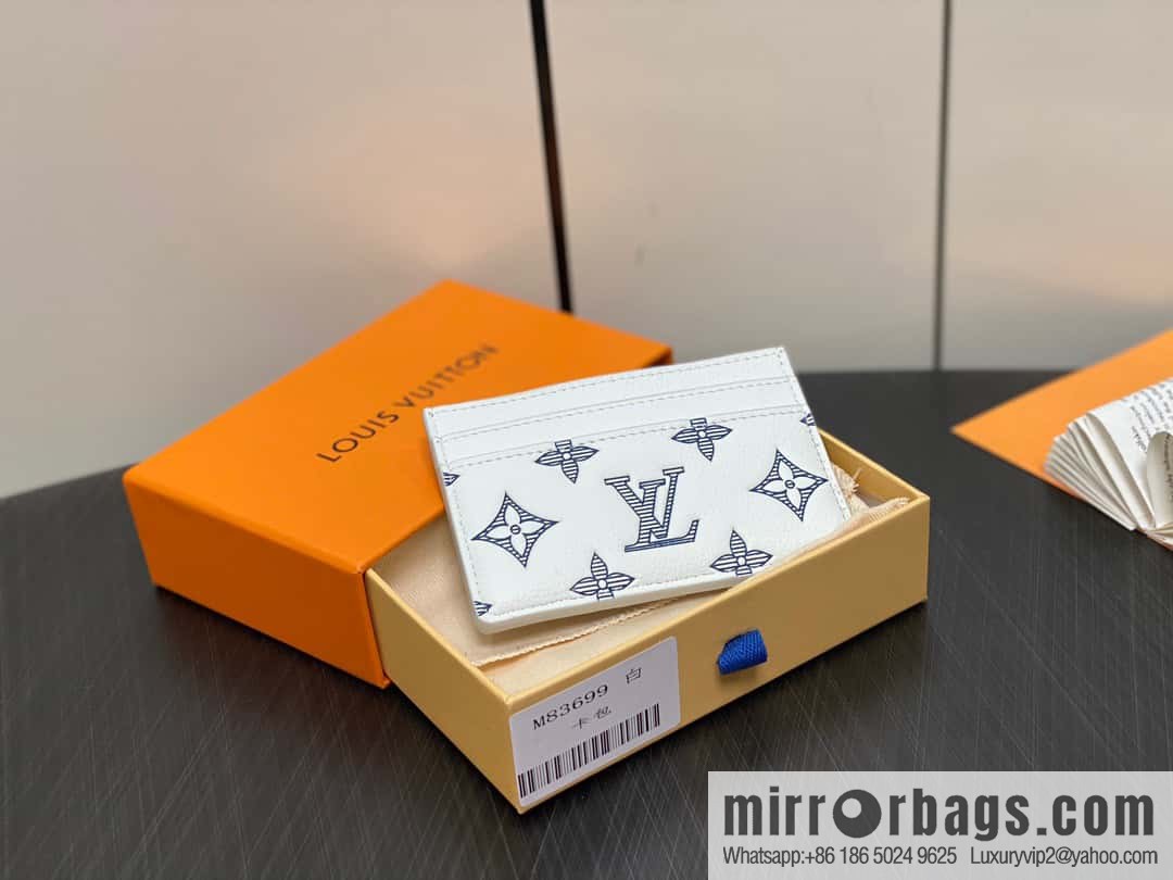 [Boutique‑grade] M83699 white silk screen, full leather card holder wallet series PORTE CARTES DOUBLE card holder