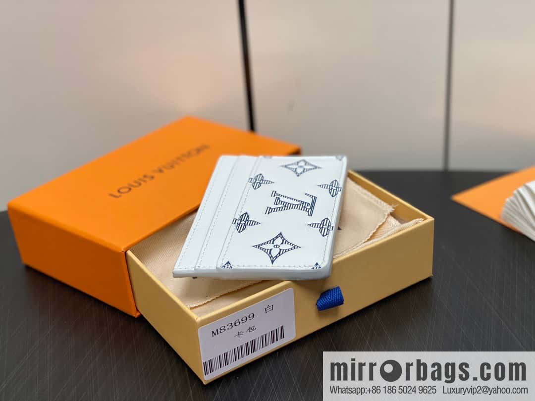 [Boutique‑grade] M83699 white silk screen, full leather card holder wallet series PORTE CARTES DOUBLE card holder