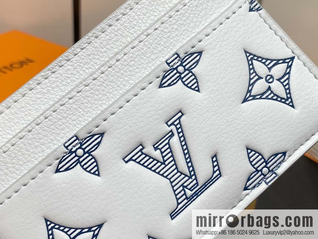 [Boutique‑grade] M83699 white silk screen, full leather card holder wallet series PORTE CARTES DOUBLE card holder