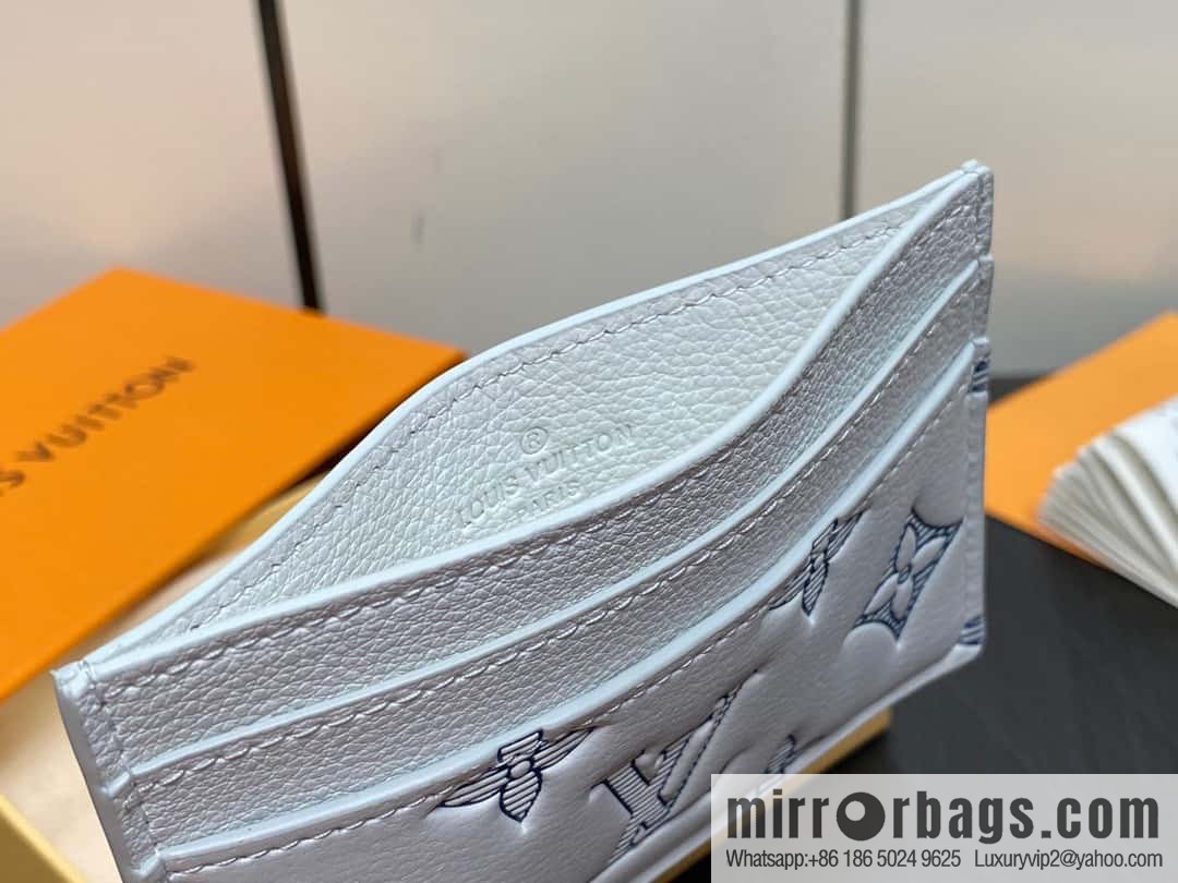 [Boutique‑grade] M83699 white silk screen, full leather card holder wallet series PORTE CARTES DOUBLE card holder