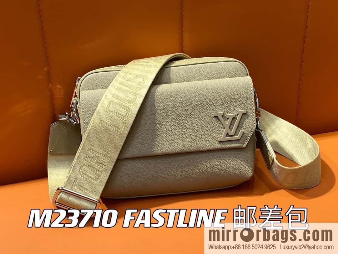 [Boutique‑grade] M23710 apricot, full leather men's bag messenger bag series, new FASTLINE messenger bag in autumn and winter