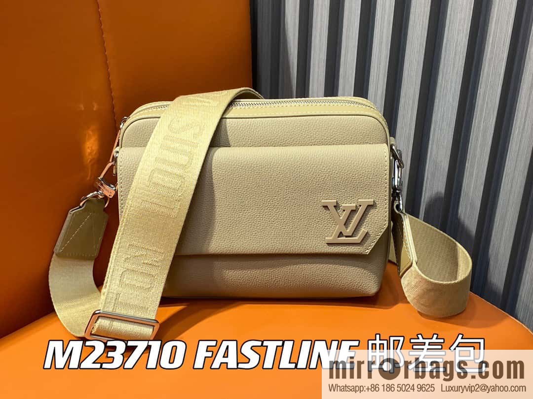 [Boutique‑grade] M23710 apricot, full leather men's bag messenger bag series, new FASTLINE messenger bag in autumn and winter