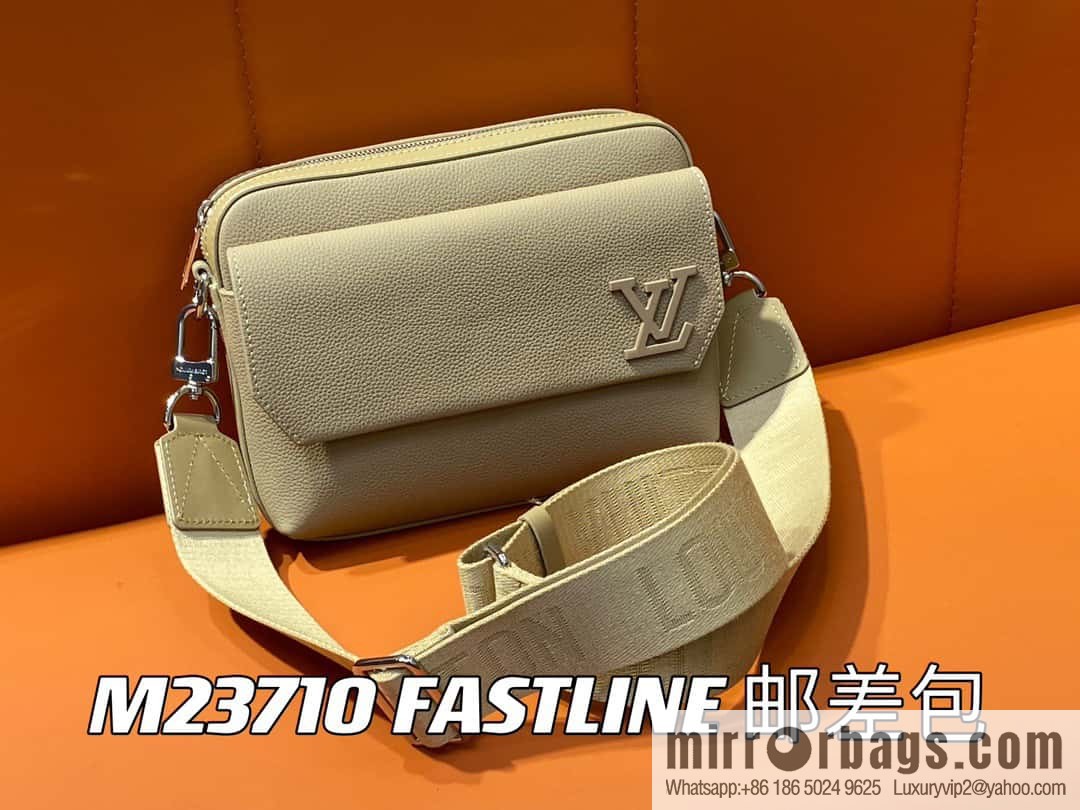 [Boutique‑grade] M23710 apricot, full leather men's bag messenger bag series, new FASTLINE messenger bag in autumn and winter