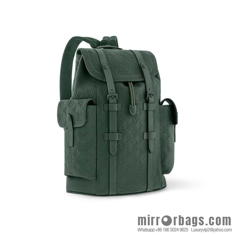 [Boutique‑grade] M24428 dark green, full leather embossed backpack series CHRISTOPHER medium backpack M55699