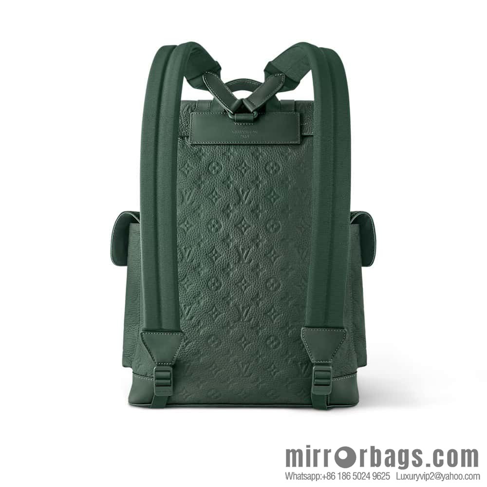 [Boutique‑grade] M24428 dark green, full leather embossed backpack series CHRISTOPHER medium backpack M55699