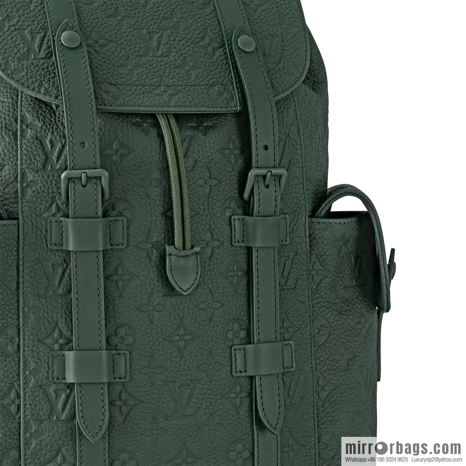 [Boutique‑grade] M24428 dark green, full leather embossed backpack series CHRISTOPHER medium backpack M55699