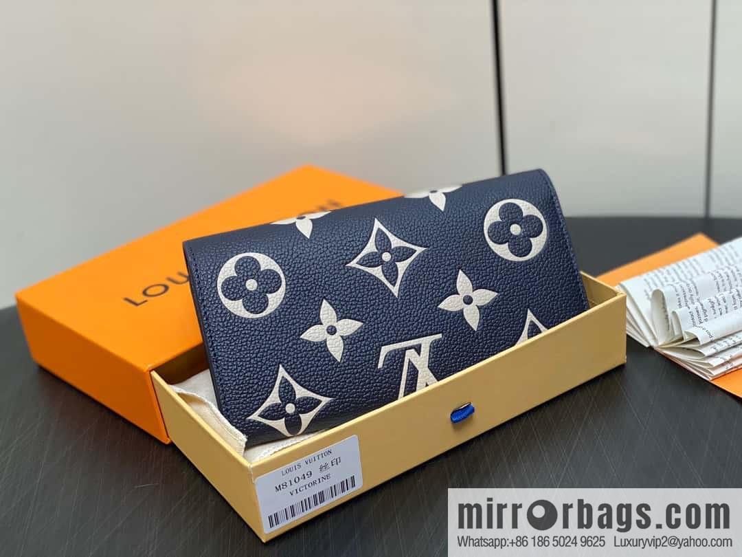 [Boutique‑grade] M81049 navy blue silk screen, full leather flip wallet series, this Sarah wallet