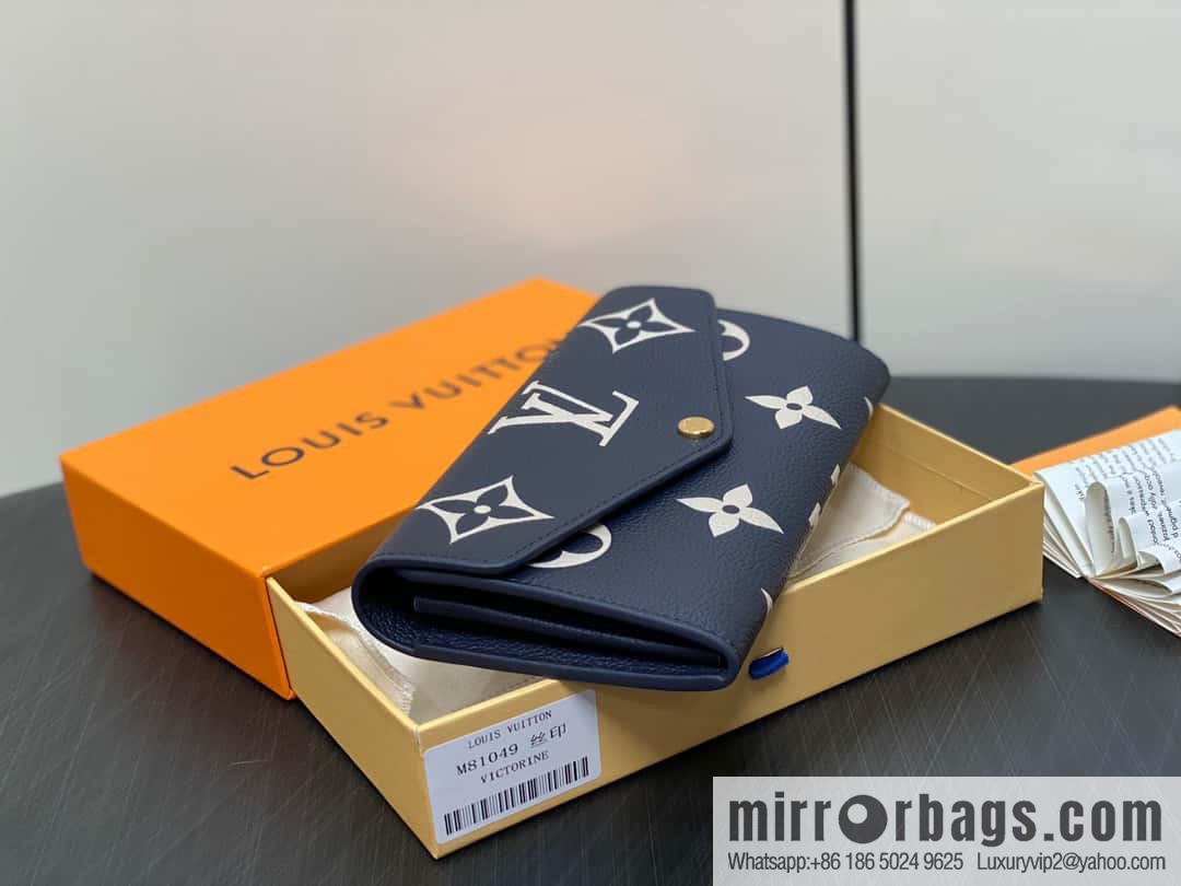 [Boutique‑grade] M81049 navy blue silk screen, full leather flip wallet series, this Sarah wallet