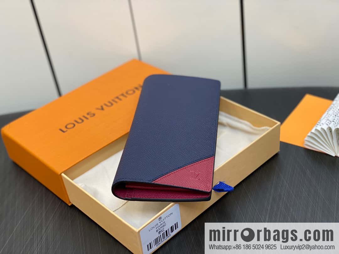 [Boutique‑grade] M30980 jujube red, full leather suit clip series BRAZZA wallet