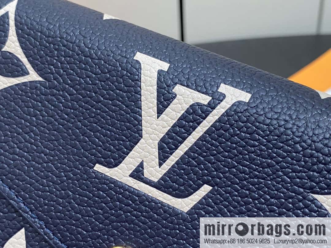 [Boutique‑grade] M81049 navy blue silk screen, full leather flip wallet series, this Sarah wallet