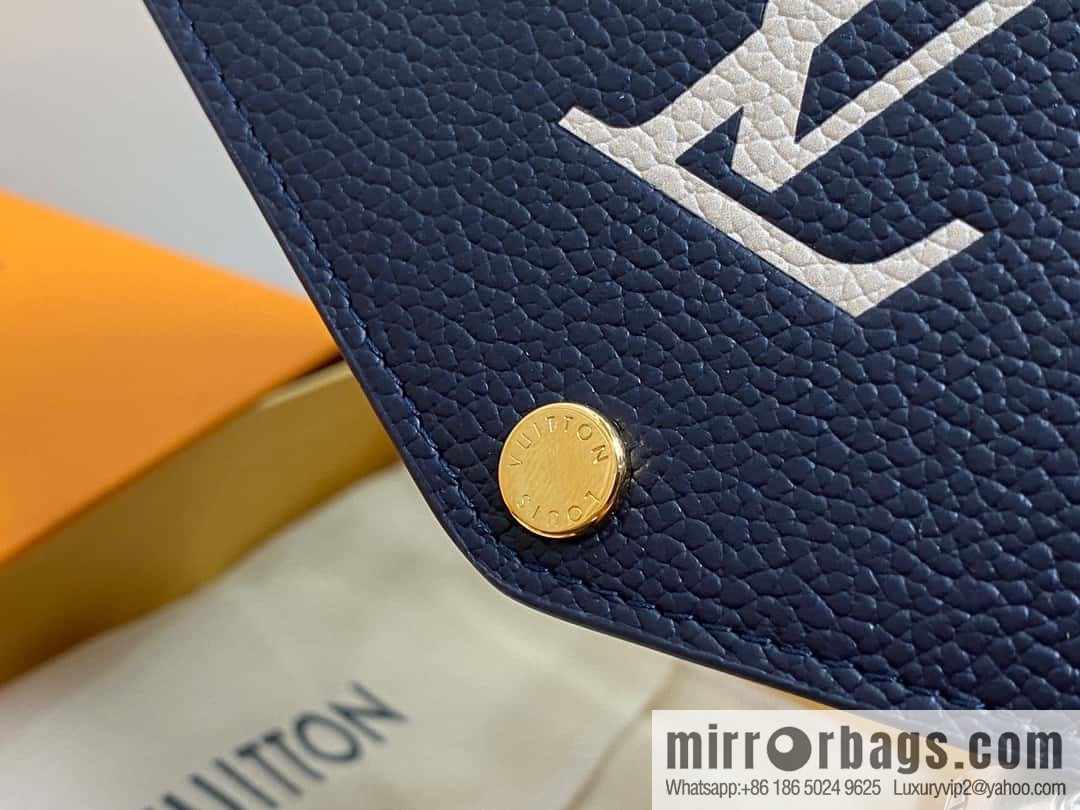 [Boutique‑grade] M81049 navy blue silk screen, full leather flip wallet series, this Sarah wallet