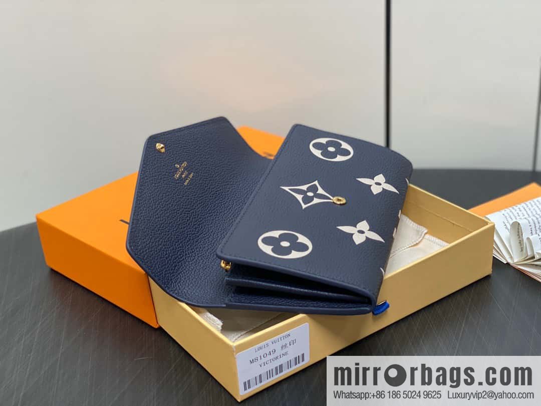 [Boutique‑grade] M81049 navy blue silk screen, full leather flip wallet series, this Sarah wallet