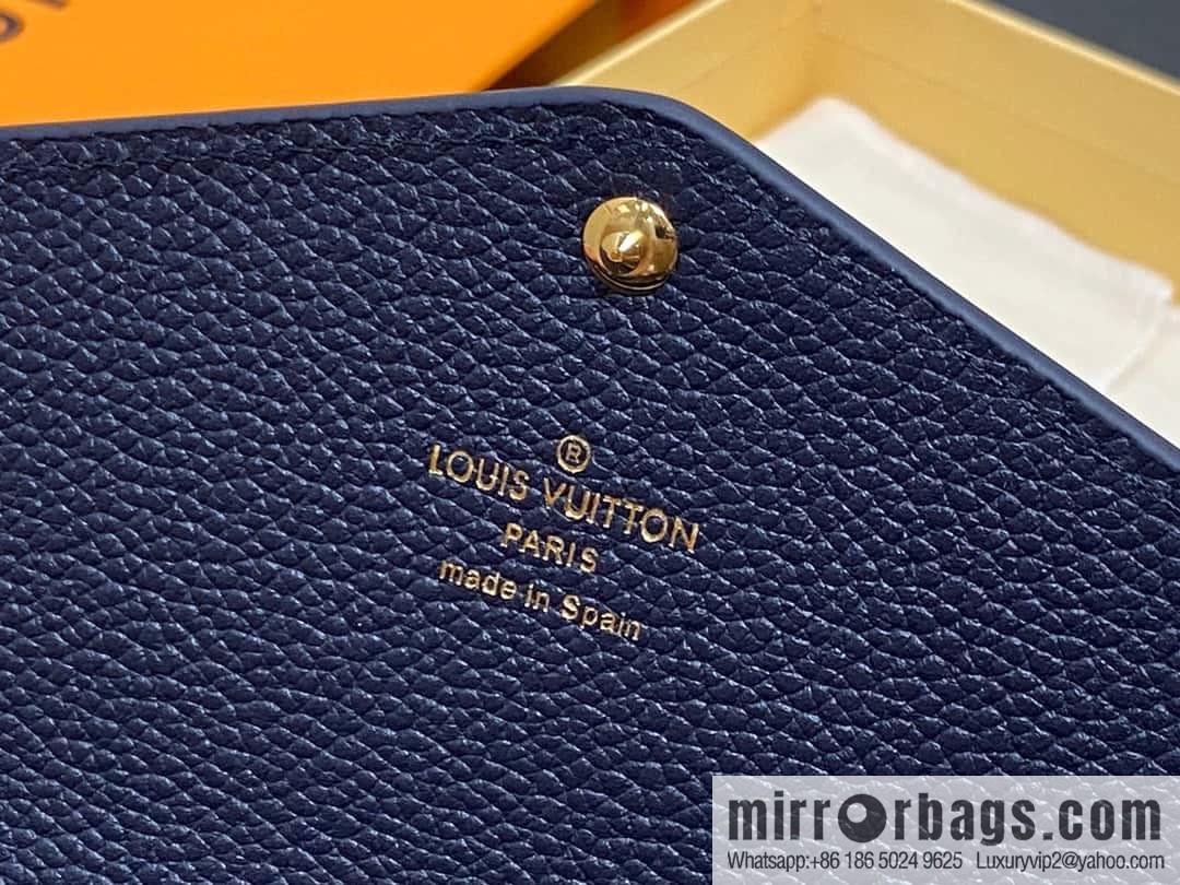 [Boutique‑grade] M81049 navy blue silk screen, full leather flip wallet series, this Sarah wallet