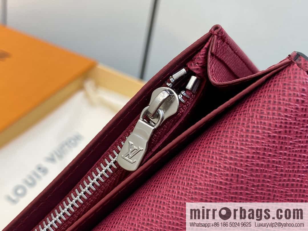 [Boutique‑grade] M30980 jujube red, full leather suit clip series BRAZZA wallet
