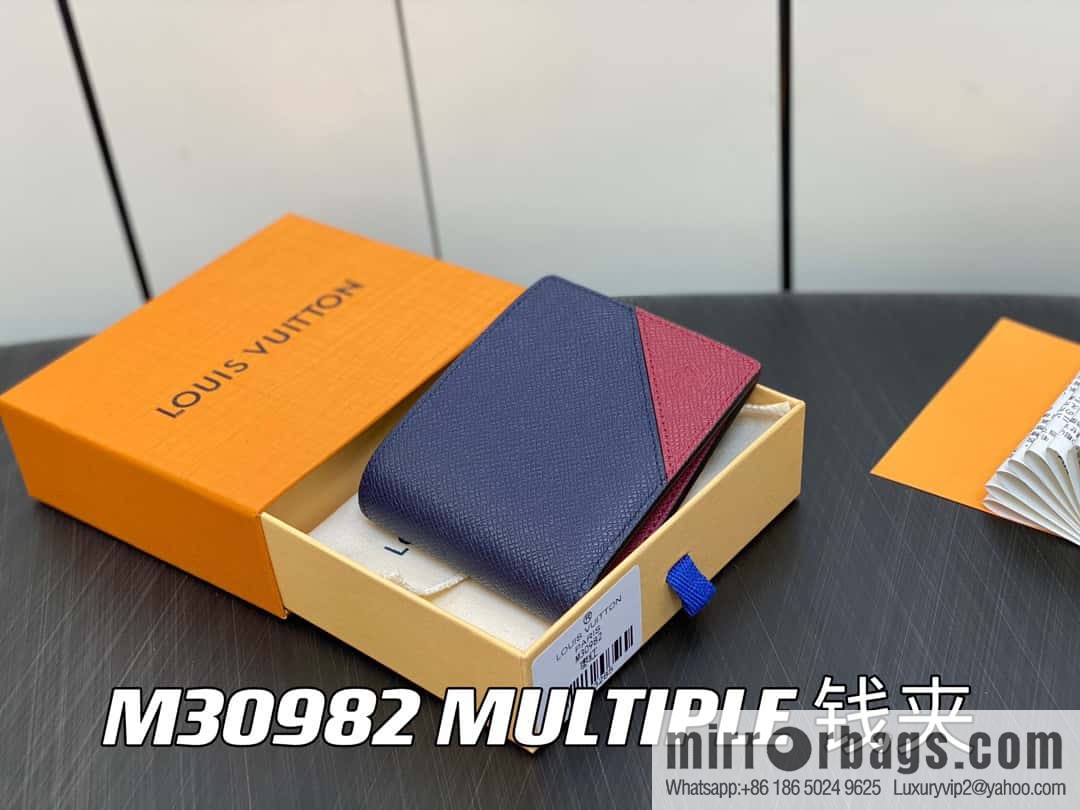 [Boutique‑grade] M30982 jujube red, full leather suit wallet series MULTIPLE wallet