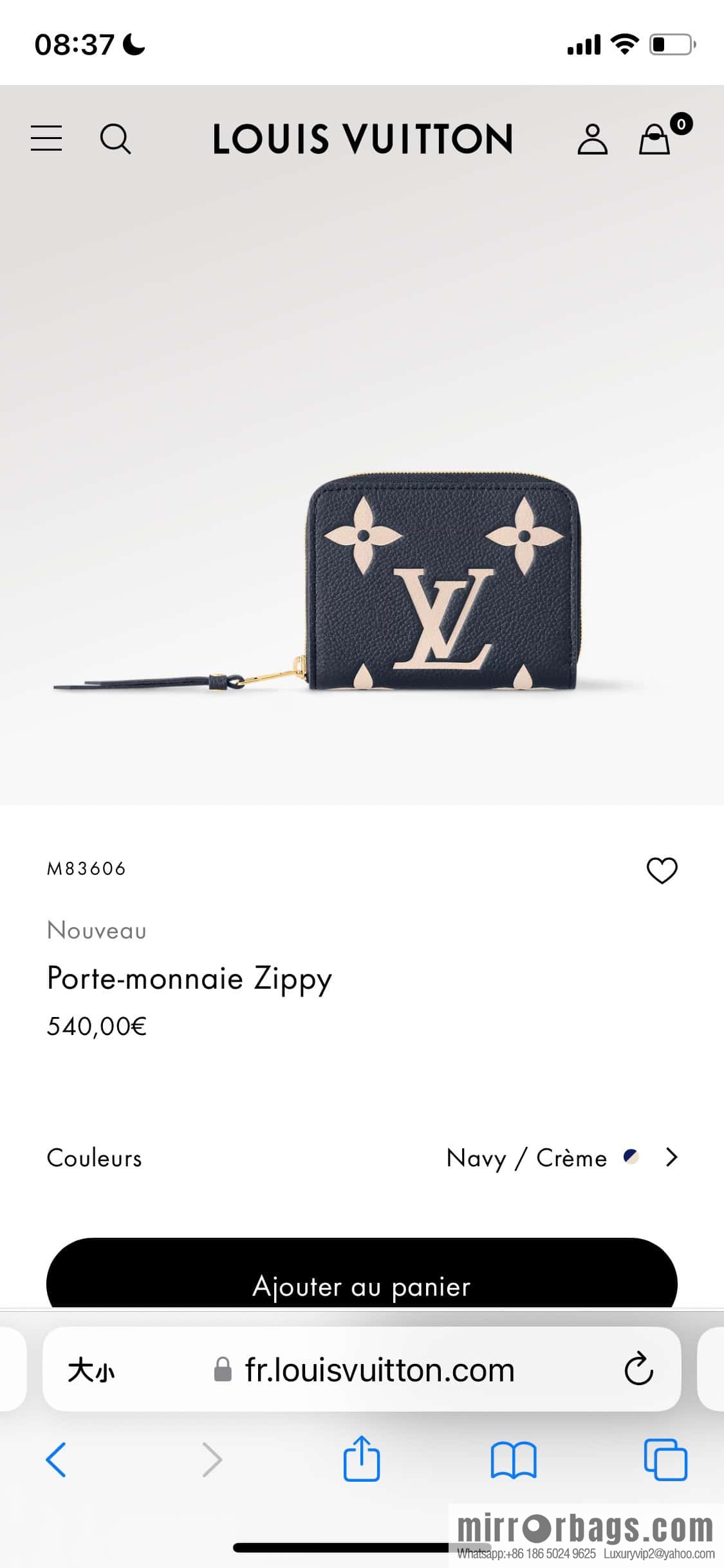 [Premium‑quality] M83606 navy blue silk screen zipper zero wallet wallet series Zippy zipper zero wallet