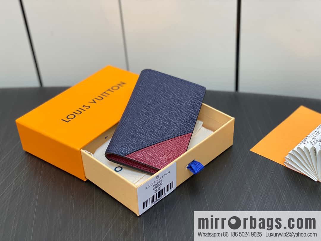 [Premium‑quality] M30985 jujube red, full leather card holder wallet series, pocket wallet