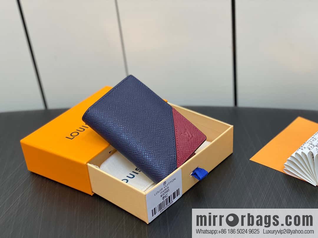 [Premium‑quality] M30985 jujube red, full leather card holder wallet series, pocket wallet
