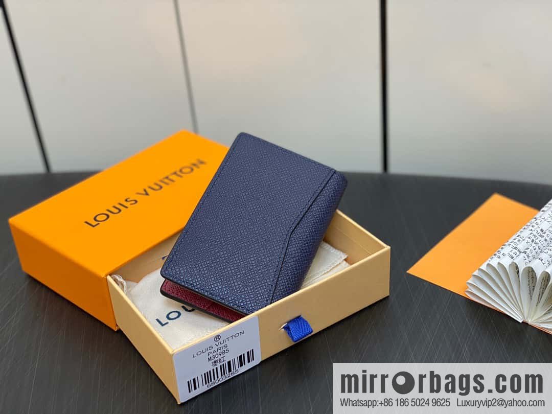 [Premium‑quality] M30985 jujube red, full leather card holder wallet series, pocket wallet
