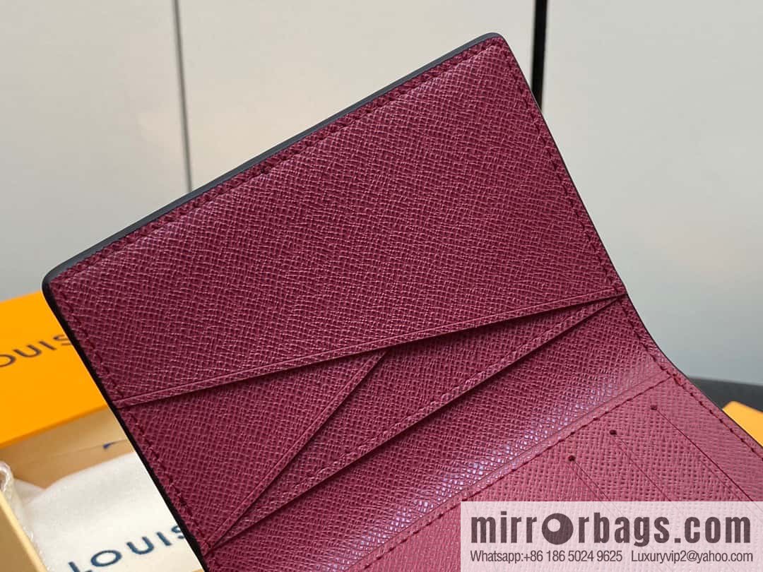 [Premium‑quality] M30985 jujube red, full leather card holder wallet series, pocket wallet