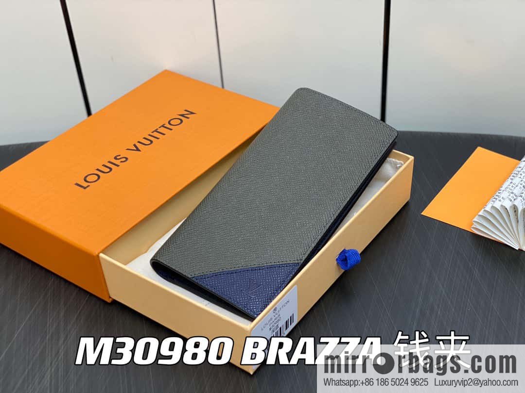 [Boutique‑grade] M30980 dark blue, full leather suit clip series BRAZZA wallet