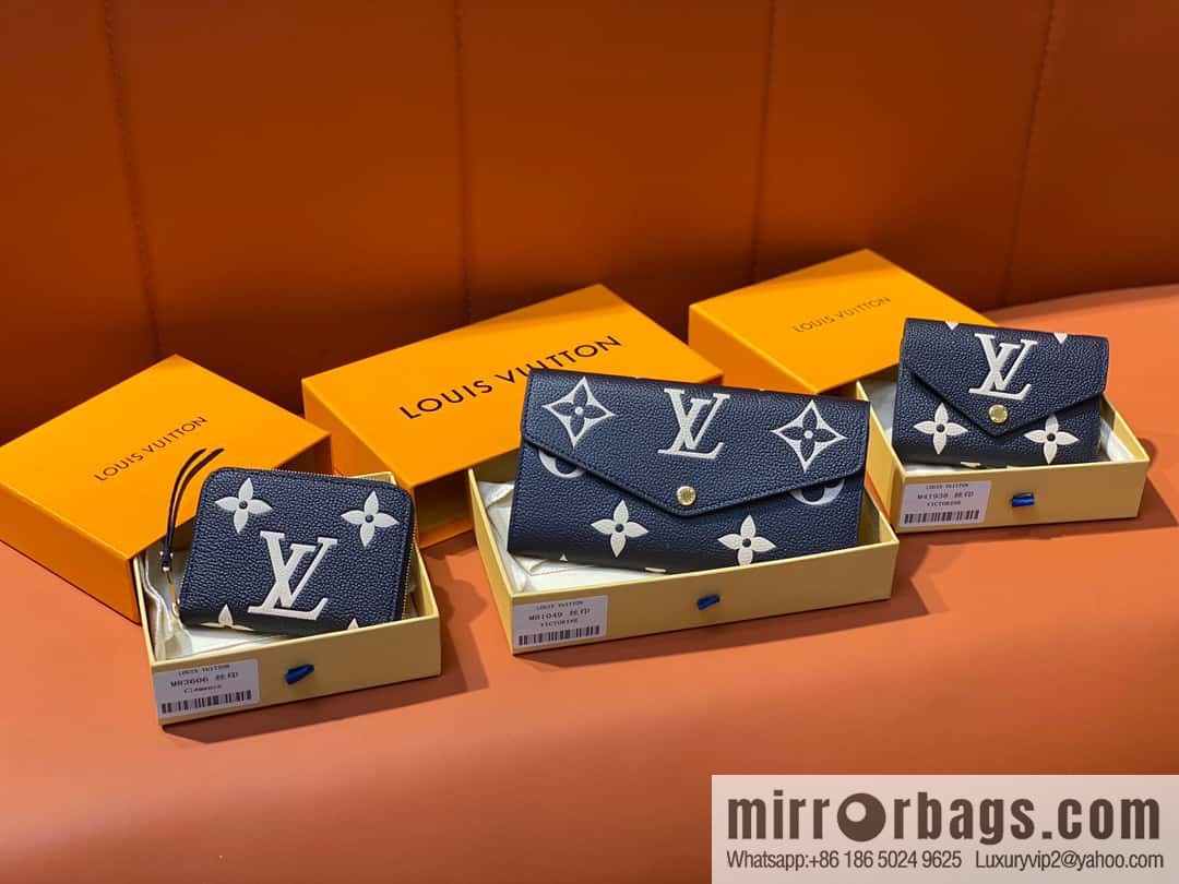 [Boutique‑grade] M81049 navy blue silk screen, full leather flip wallet series, this Sarah wallet