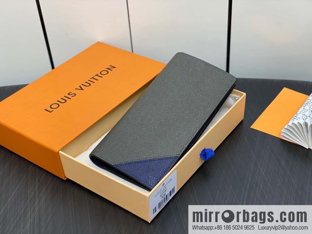 [Boutique‑grade] M30980 dark blue, full leather suit clip series BRAZZA wallet