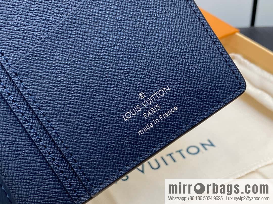 [Boutique‑grade] M30980 dark blue, full leather suit clip series BRAZZA wallet