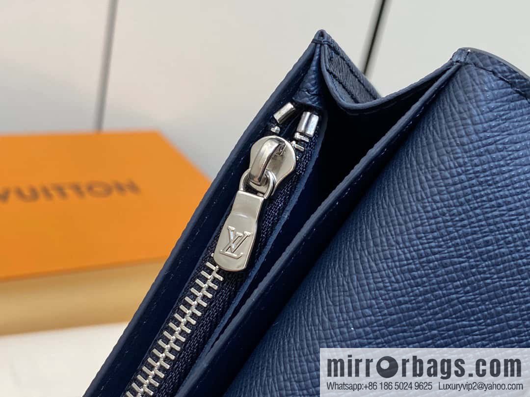 [Boutique‑grade] M30980 dark blue, full leather suit clip series BRAZZA wallet
