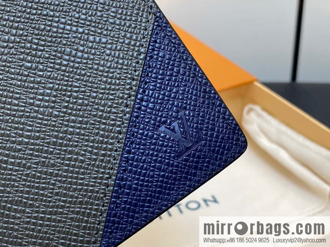 [Boutique‑grade] M30980 dark blue, full leather suit clip series BRAZZA wallet