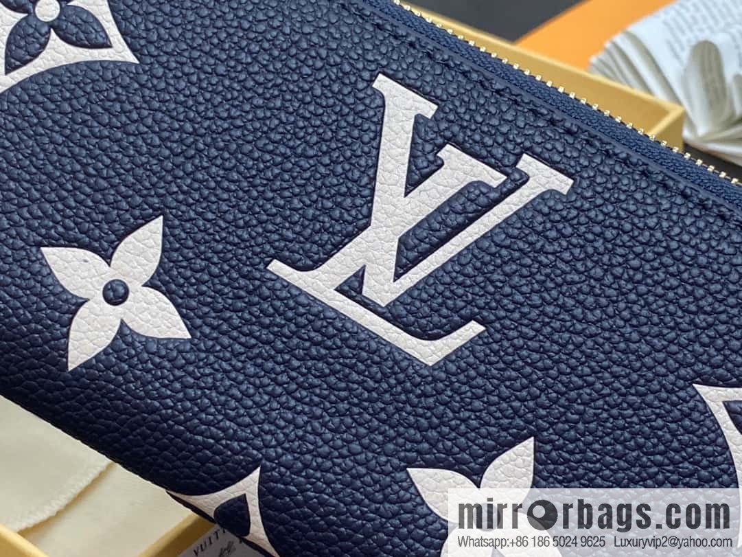 [Premium‑quality] M83594 dark blue silk screen, full leather zipper wallet series Clémence zipper wallet