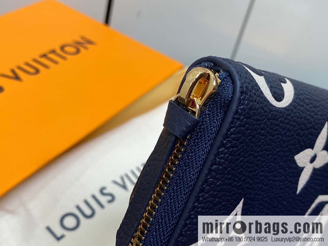 [Premium‑quality] M83594 dark blue silk screen, full leather zipper wallet series Clémence zipper wallet