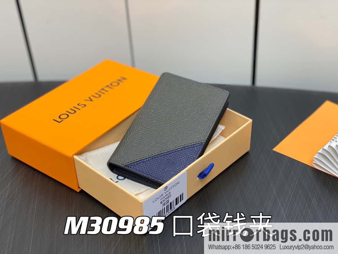 [Premium‑quality] M30985 dark blue, full leather card holder wallet series, pocket wallet