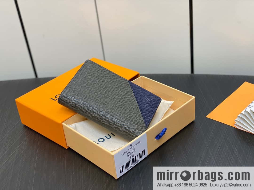 [Premium‑quality] M30985 dark blue, full leather card holder wallet series, pocket wallet