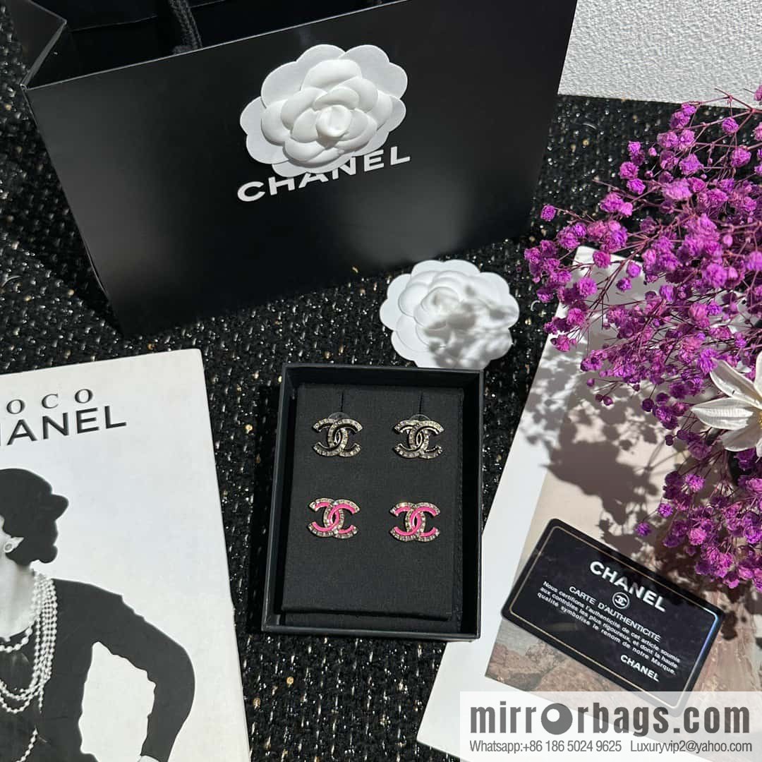 ☀️New ☑️ Chanel C1 double c oil drop square diamond stud earrings ☀️