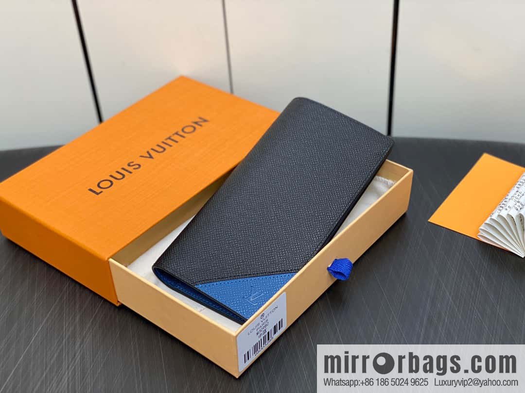 [Boutique‑grade] M30980 medium blue, full leather suit clip series BRAZZA wallet