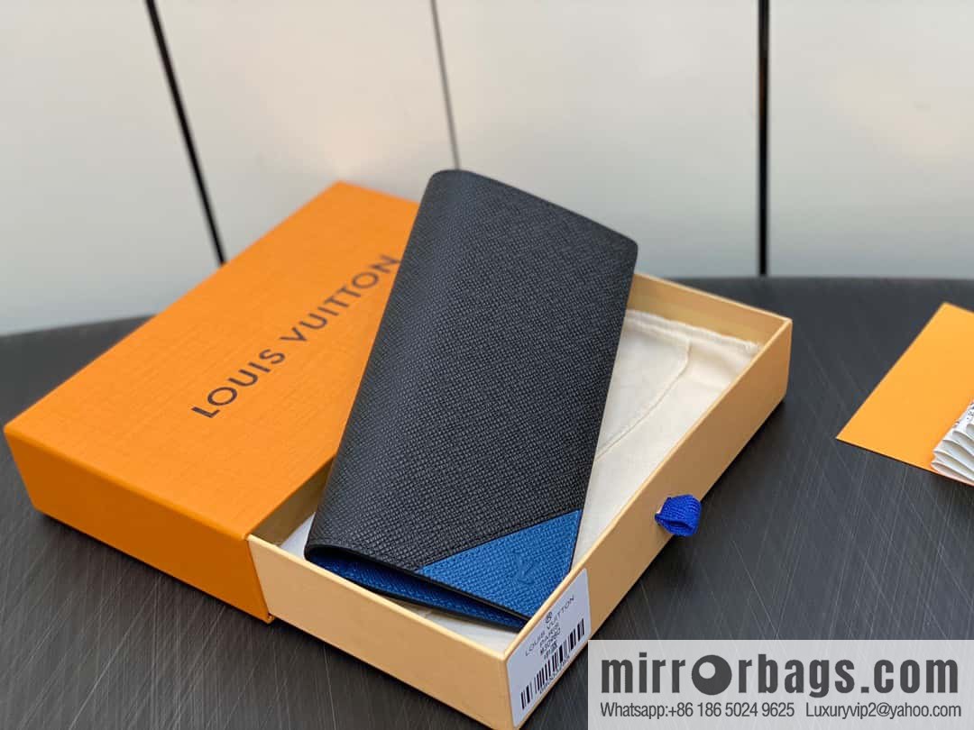 [Boutique‑grade] M30980 medium blue, full leather suit clip series BRAZZA wallet