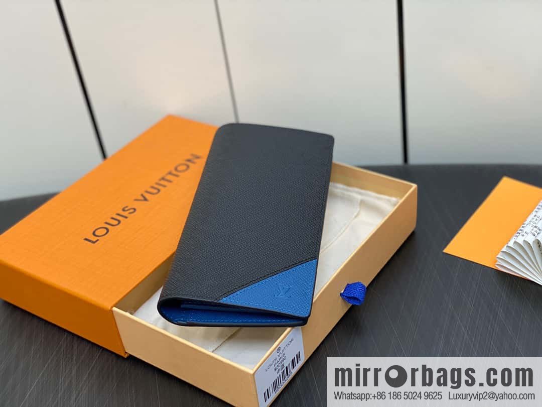 [Boutique‑grade] M30980 medium blue, full leather suit clip series BRAZZA wallet