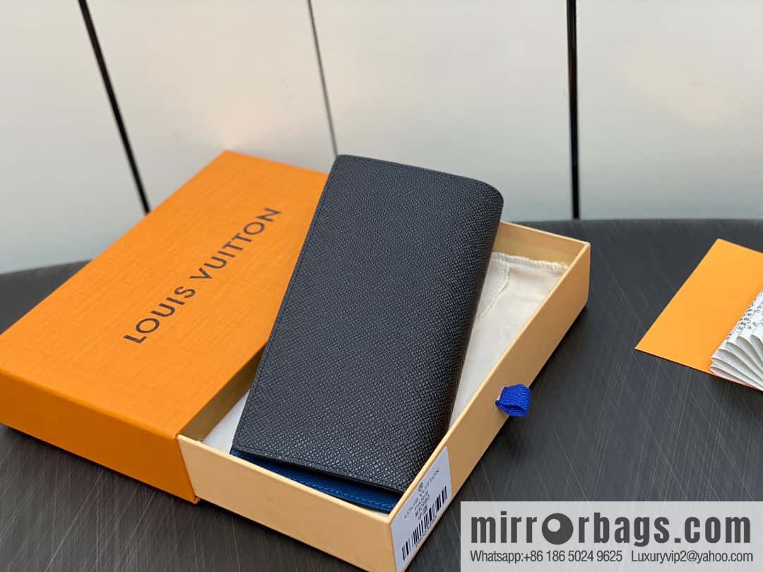 [Boutique‑grade] M30980 medium blue, full leather suit clip series BRAZZA wallet