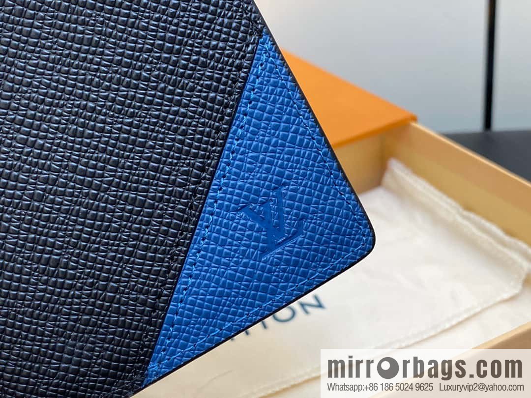 [Boutique‑grade] M30980 medium blue, full leather suit clip series BRAZZA wallet