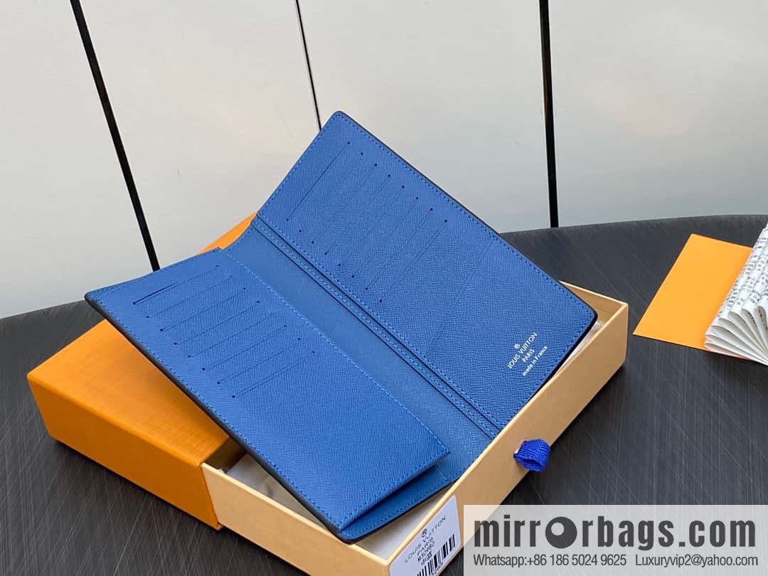 [Boutique‑grade] M30980 medium blue, full leather suit clip series BRAZZA wallet