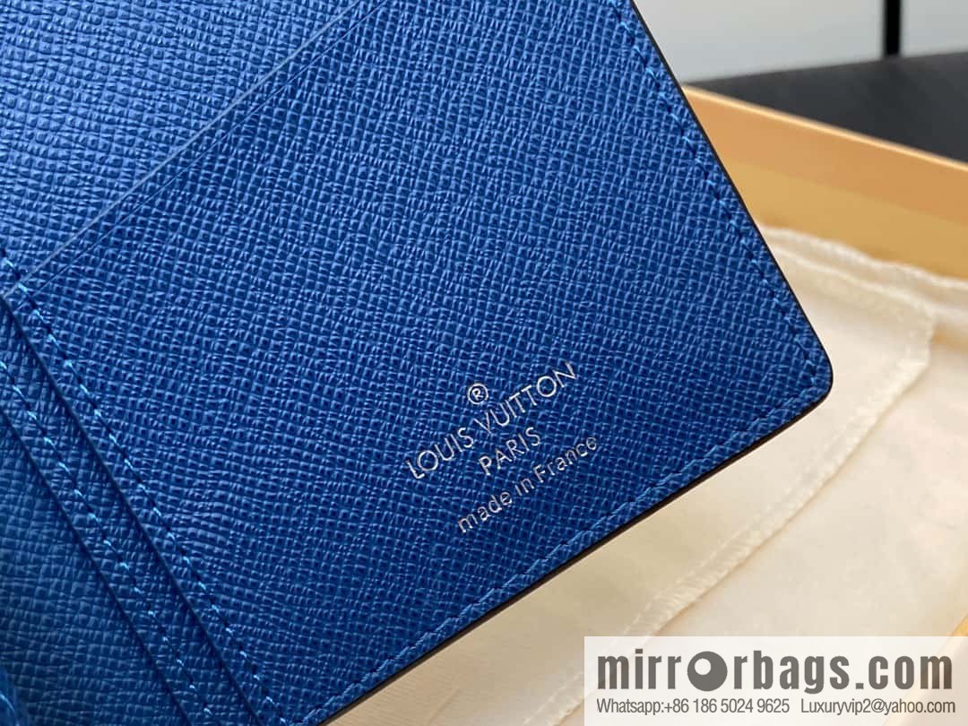 [Boutique‑grade] M30980 medium blue, full leather suit clip series BRAZZA wallet
