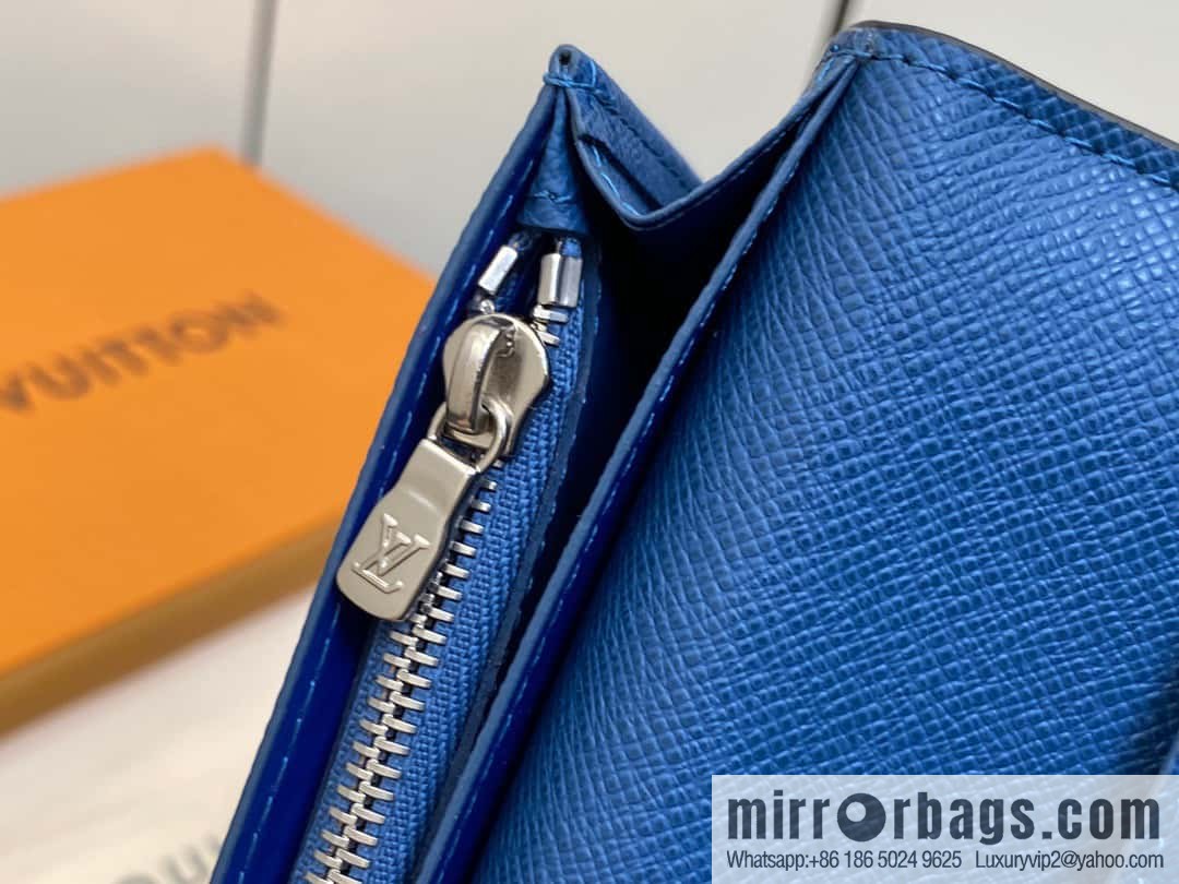 [Boutique‑grade] M30980 medium blue, full leather suit clip series BRAZZA wallet